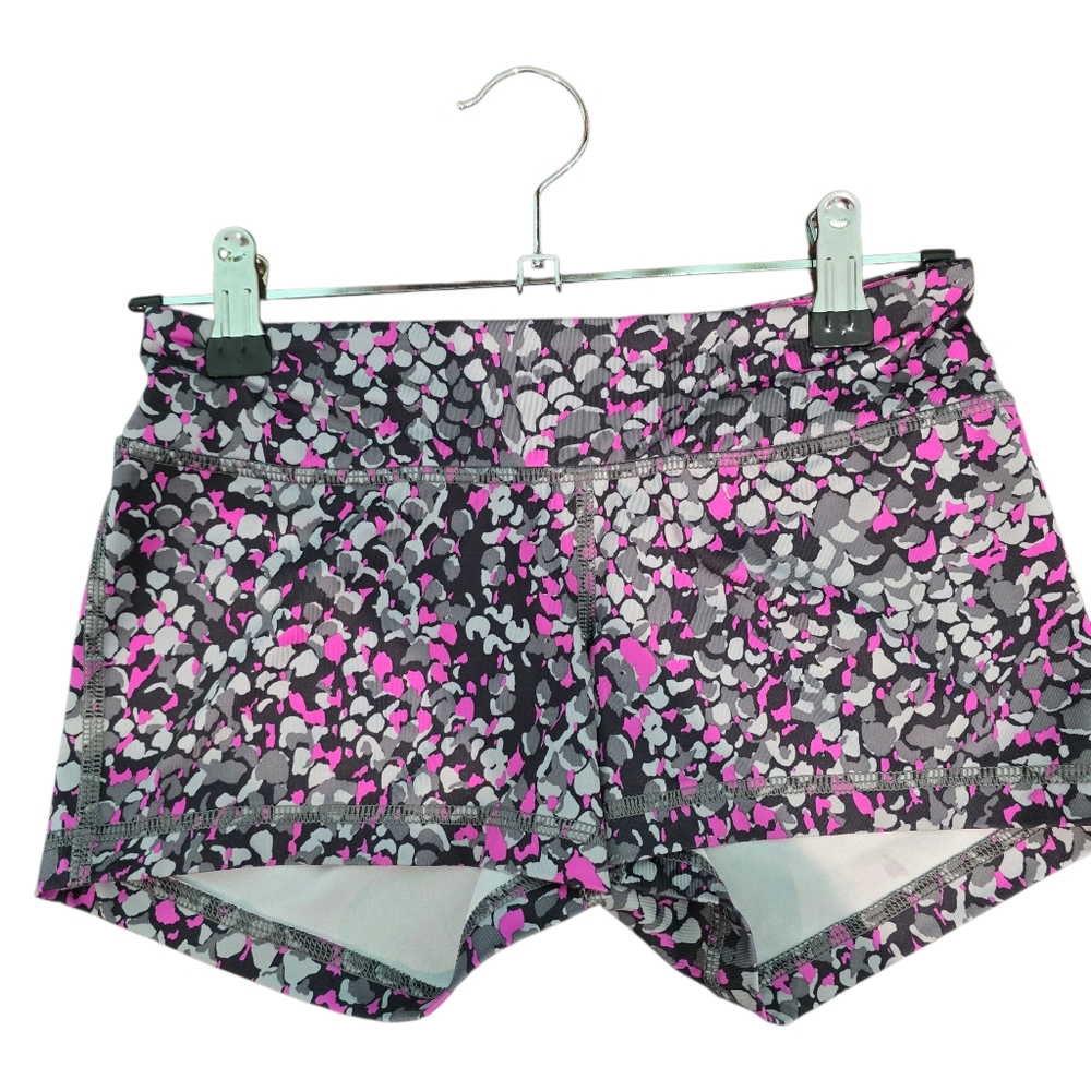 Ivivva By Lululemon Girls Pink and Gray Patterned Athletic Shorts
